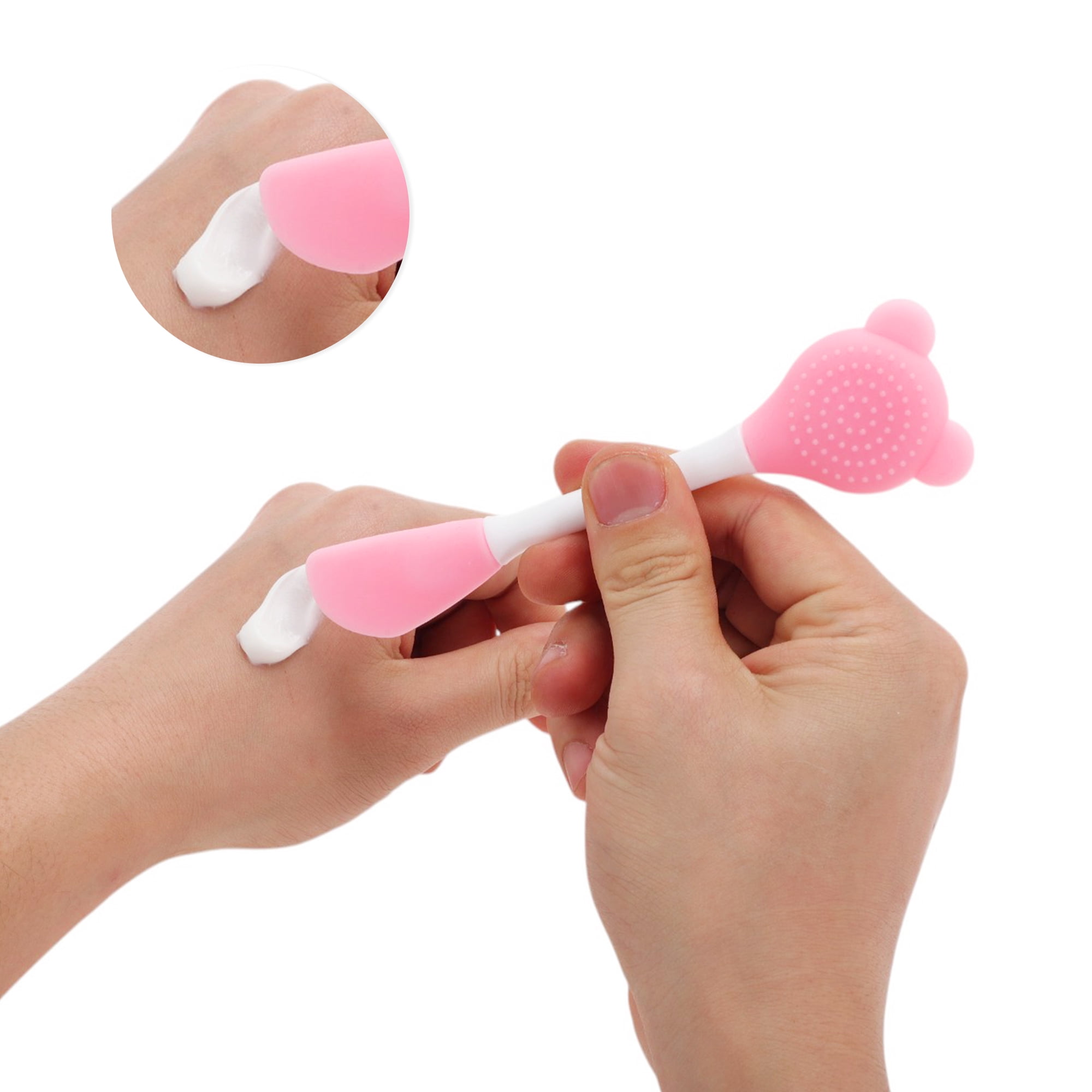Unique Bargains Smooth Knife-shaped Facial Mask Brush 2 Pcs Light Pink