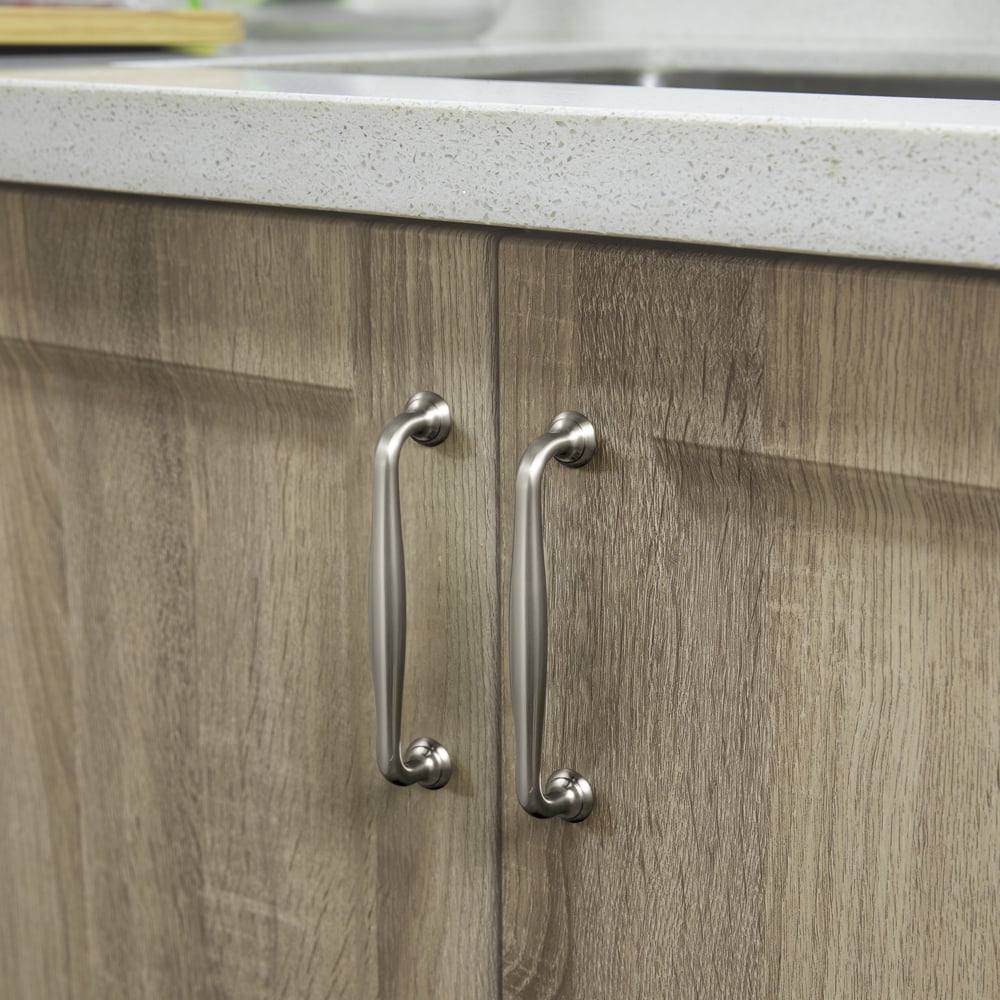 Goo-Ki 6 Pack 5'' Center to Center Vintage Satin Nickel Cabinet Pulls, Sleek Zinc Alloy Cabinet Handles for Classic Furniture Drawer Hardware