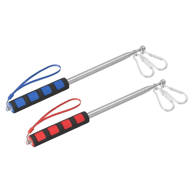 Unique Bargains 5.2ft Telescopic Handheld Flagpoles Tour Guide Flag Pole with Clips for Teaching Red, Blue, 2 Pack