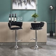 thumbnail image 3 of Hassch Swivel Bar Stools Set of 2, 30.1" - 38.1" Counter Height Barstool with Metal Legs, Upholstered Bar Chair for Home, Kitchen Island, Easy Assembly, Black, 3 of 9