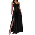 thumbnail image 1 of Invité de Mariage Dresses pour les Femmes une Épaule Sans Manches Élégante Robe de Soirée Plissée Côté Split Robe Maxi Formelle, 1 of 6