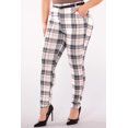 thumbnail image 4 of Plus Size Sculpting Treggings With Faux Leather Belt - Sage  White Plaid, 4 of 9