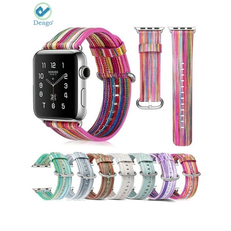 Effect Leather Watch Strap Deago Genuine Leather Strap Wrist Replacement Bands For Apple Watch iWatch Series 4 & 3 & 2 & 1 Edition (42mm, Mint Green) ()