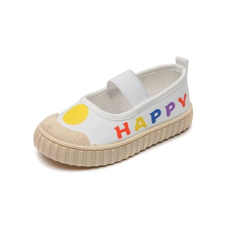

Kesitin Girl s Flats Slip On Canvas Sneaker Comfort Casual Shoes Kids Walking Shoe Daily Cute Floral Sneakers White Smiling Face 11.5C