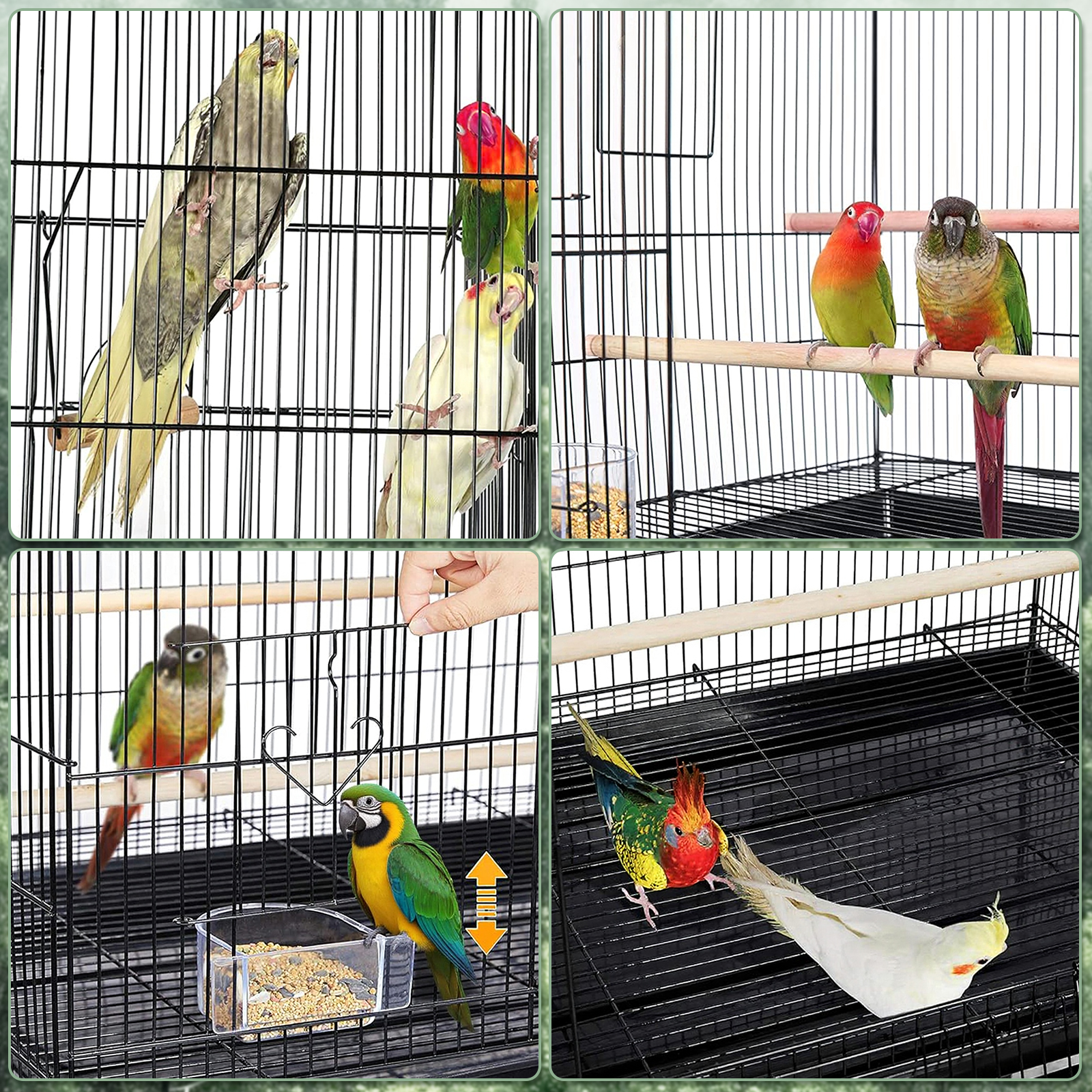 Danolapsi Portable Large Metal Bird Cage Carrier for Small to Medium Birds – 2 Food Bowls, 2 Perches, Removable Tray, Handle – Ideal for Cockatiels, Budgies, Lovebirds, Canarie