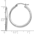 thumbnail image 2 of Diamond2Deal 10K White Gold Satin and Diamond-Cut 2mm Round Hoop Earrings for Women (L- 0.99 inch, W- 0.08 inch), 2 of 6