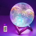 thumbnail image 1 of Lampe Lune 3D, 16 Couleurs Lumière LED Lampe Spatiale Lune Diamètre 15cm, Rechargeable par USB avec Télécommande, 1 of 4