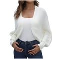 thumbnail image 2 of Tumotour Bolero Shrug Cropped Cardigan for Women's Irregular Hem Long Sleeve Open Front Outerwear Coats Fall Lightweight Kint Cardigan Sweater, 2 of 5