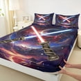 thumbnail image 3 of jejeloiu Lightsaber Bed Sheets,Universe Starry Night King Sheets,Colorful Galaxy Sheet Set For Boys Kids,Microfiber Bedroom Decor,4-Piece, 3 of 7