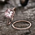 thumbnail image 5 of 5.25 Carat 10mm Cushion Cut Morganite Wedding Set Diamond Moissanite 10k Rose Gold Engagement Ring 8 Prongs 2pcs, 5 of 7