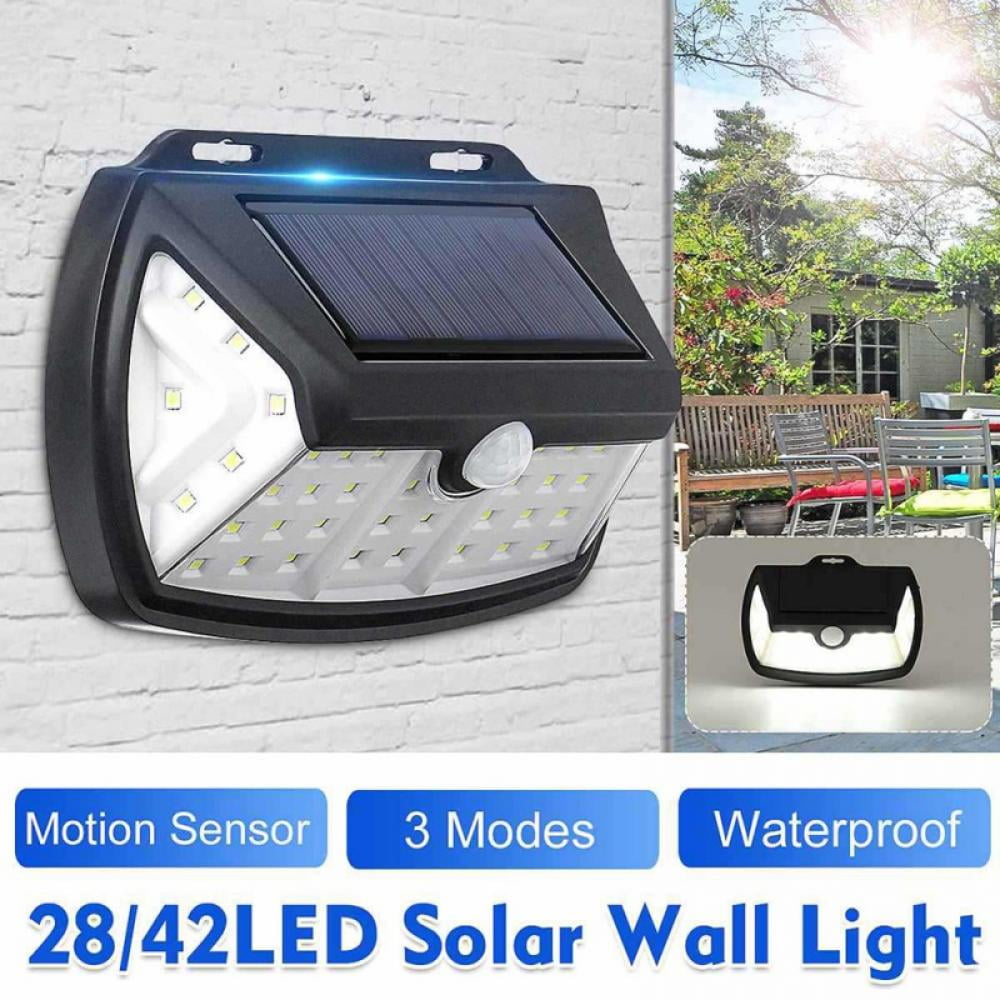 Details about   14/42/58 LED Solar Power Wall Light PIR Motion Sensor Waterproof Outdoor Lamp 