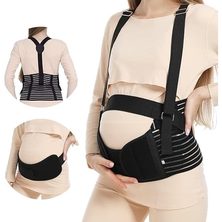 Upgraded Pregnancy Belly Band with Adjustable Back Brace Straps, Maternity Belly Bands for Pregnant Women Breathable, Pregnancy Belt for Back, Waist, Pelvic Support (XL)