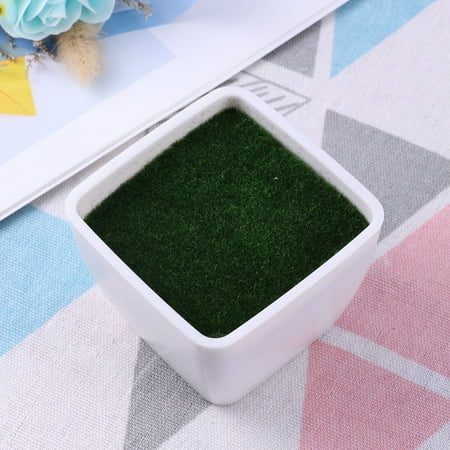 

Artificial Plastic Flower Pot Moss and Vase Fake Flower Set Office Car Decoration Portable Small Square Simulative Flower Pot (White)
