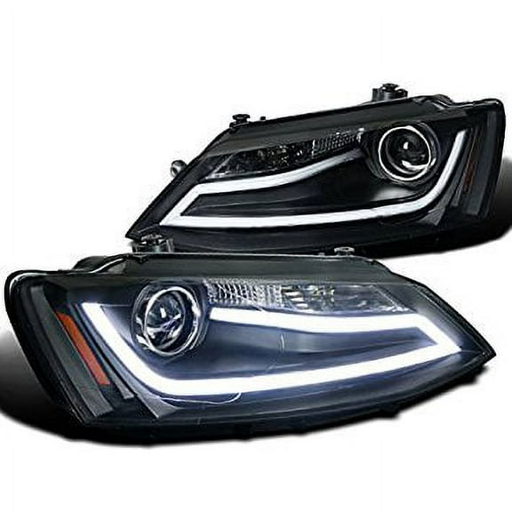 Spec-D Tuning 2LHP-JET11JM-TM VW Jetta MK6 Euro Black Projector Headlights LED DRL Light Bar