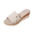 thumbnail image 2 of Women's Round Toe Slippers Baeitkot Women's Fashionable Casual Spring and Summer Versatile Plus Size Beach Wedge Sandals Round Toe Open Toe Slippers Beige 42, 2 of 7