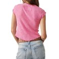 thumbnail image 3 of EYIIYE Hauts Basiques Unis pour Femmes, Blouses Ajustées à Col Rond, T-shirt à Manches Courtes, Ourlet Roulé, Hauts Courts pour Adolescentes pour l'Été, 3 of 5