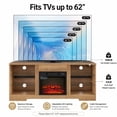thumbnail image 4 of SESSLIFE Fireplace TV Stand, 58" LED Light Entertainment Center with Adjustable Flame Fireplace, Power Outlets & Shelves, Remote & App Control, TV Stand with Fireplace for Living Room, Oak, 4 of 8