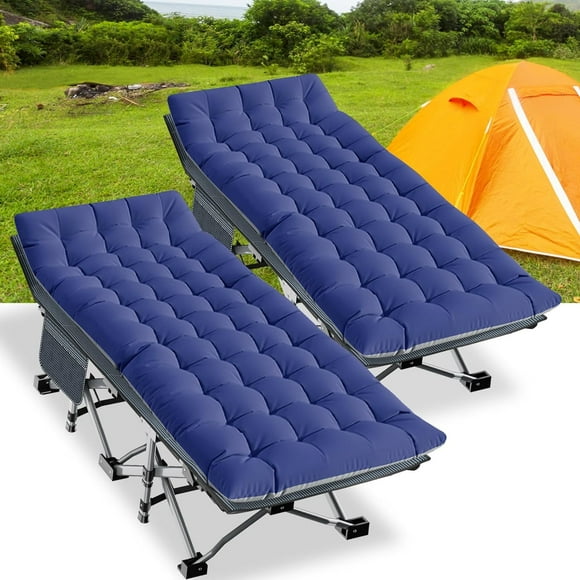 ABORON 2 Pack Camping Cot XL Folding Twin Cot for Outdoor with 2 Sided Cushion & Carry Bag, 28" Wide Foldable Sleeping Cot for Adults, Protable Cots Bed, 900LBS(Max Load)