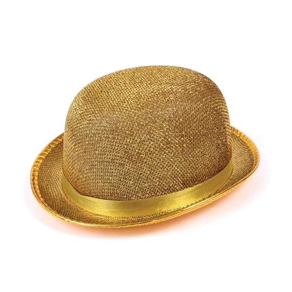 Bowler Hat Gold Lurex Hats Unisex One Size Adult Fancy Dress Party Book Week Halloween