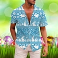 thumbnail image 2 of Christian Gifts for Men Cute Rabbit Print Short Sleeve Summer Shirt for Men,Blue,L, 2 of 4