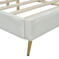 thumbnail image 6 of Modern Queen Size Platform Bed with Metal Legs and Corduroy Headboard, Wooden Bed Frame for Bedroom, Beige, 6 of 7
