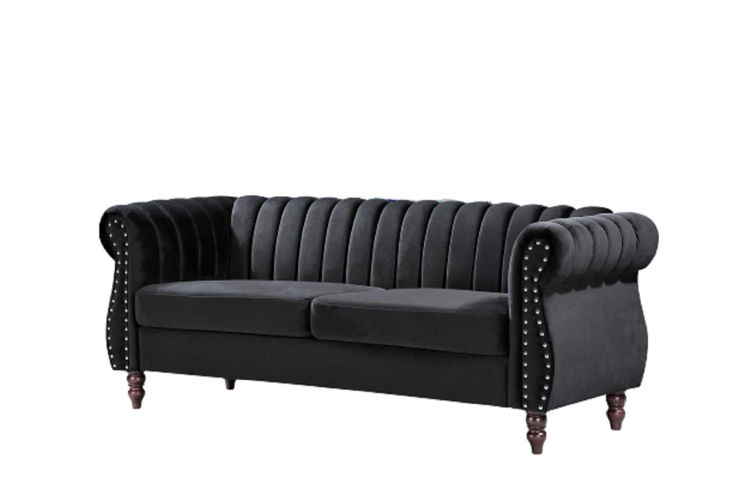 Capri Velvet Chesterfield 76.4" Rolled Arms Sofa