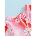 thumbnail image 5 of Bagilaanoe Toddler Baby Girl One-Piece Swimsuit Flower Print Long Sleeve Zipper Rashguard Swimwear 1T 2T 3T 4T 5T 6T Kids Ruffle Bathing Suit, 5 of 8