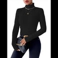 thumbnail image 2 of Camisetas de Larga con Cuello Alto para Mujer, de Otoño, con Forro Acanalado, Suaves y Térmicas. Negro 5XL, 2 of 8