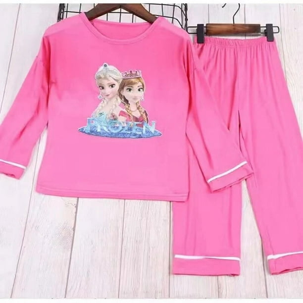 Conjunto de pijama de manga larga para niñas, ropa de dormir de princesa Frozen, Anna, Elsa, sirena, Sofía, para el hogar