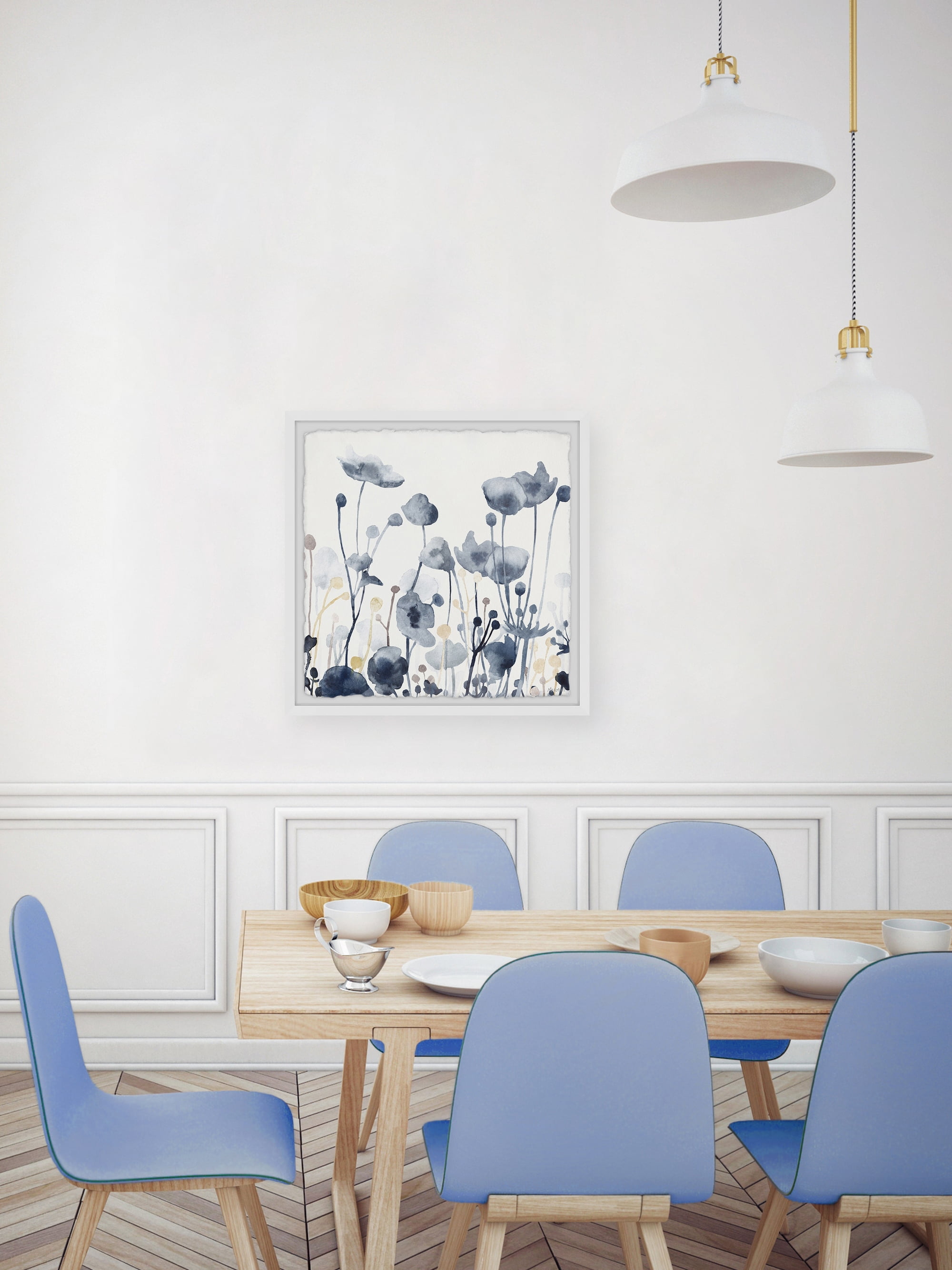 Marmont Hill Flower Blues Framed Wall Art, 32" x 32"