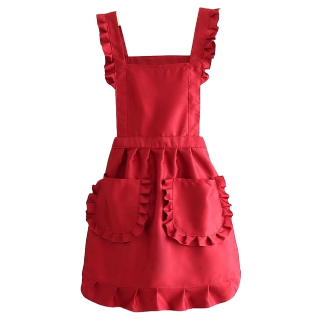 Laklulu Hzzz Lindos Delantales de Cocina Retro de Algodón Encantadores para Mujeres Niñas Delantal Vintage para Hornear con Bolsillos para Regalo de Madre
