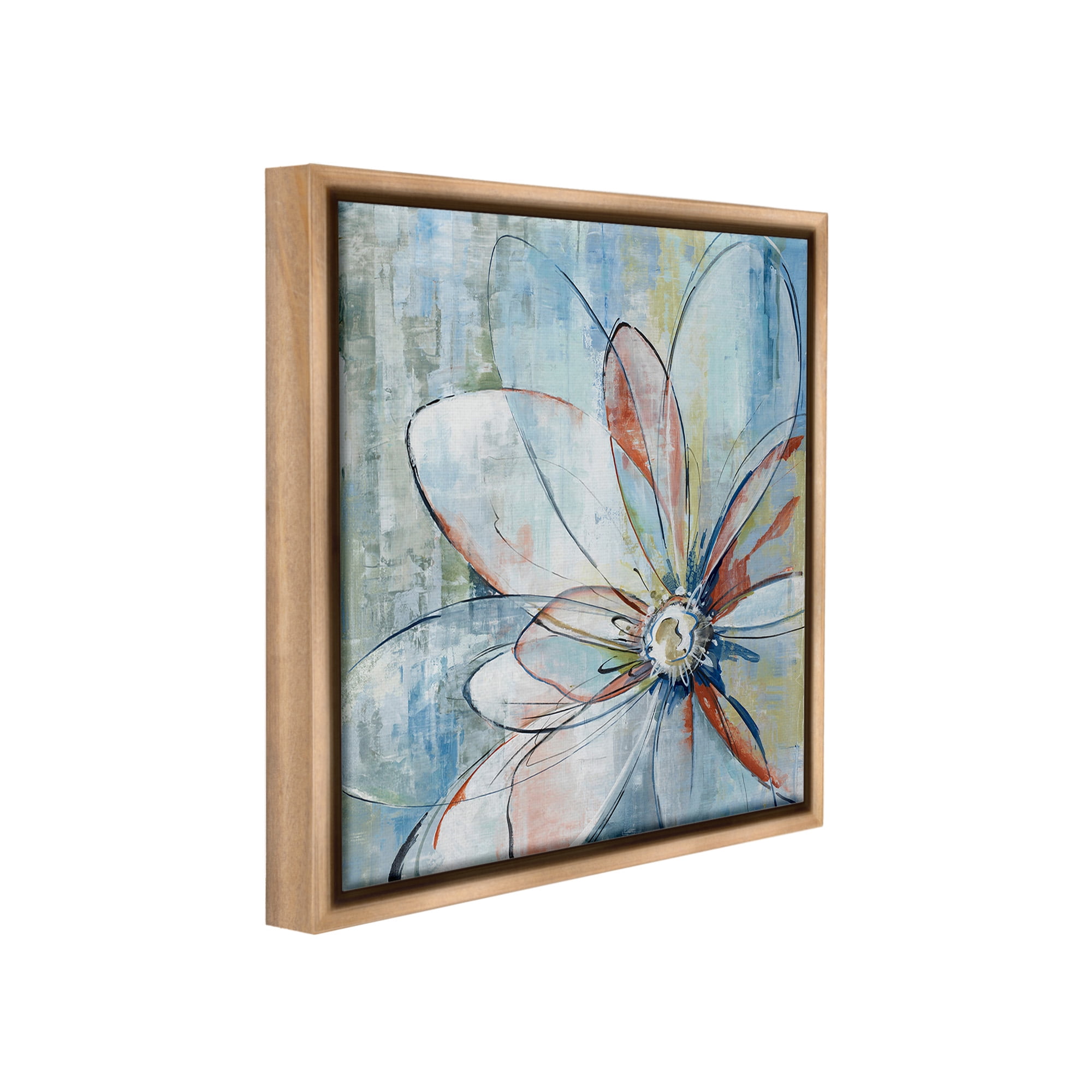 Stupell Industries Modern Collaged Flower Botanical & Floral Painting Brown Floater Framed Canvas Art Print Wall Art, 25 x 25