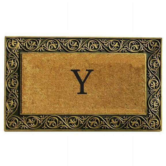 Calloway Mills Prestige Gold Monogram Outdoor Doormat 18" x 30" (Letter Y)