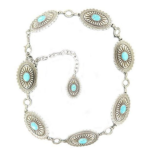 Ariat Ariat A1515836XL Womens Oval Turquoise Concho Chain Belt