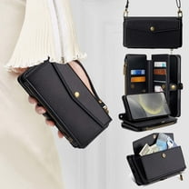 Compatible with Samsung Galaxy A16 5G Crossbody Wallet Case,Flip Folding Kickstand,With Card Slots,Long Strap&Short Strap,Zipper Pocket,Shockproof Heavy Duty PU Leather Phone Case,Black