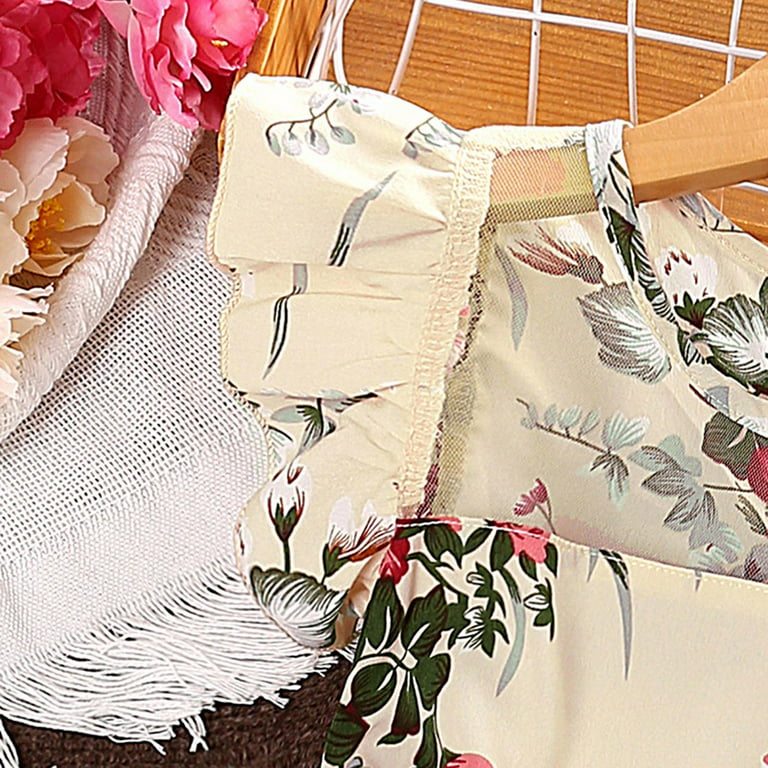 Aayomet Flower Girl Dresses For Wedding Girls Fall Dress Round Neck Long  Sleeve Ruffle Fan Swing Maxi Long Dresses with Belt,White 7 Years