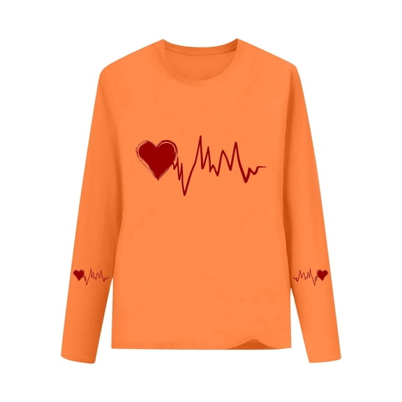 Posijego Girls Boys Graphic T-Shirts Valentine's Day Long Sleeve Shirt Heart Print Basic Tees Casual Spring Tops for Kids
