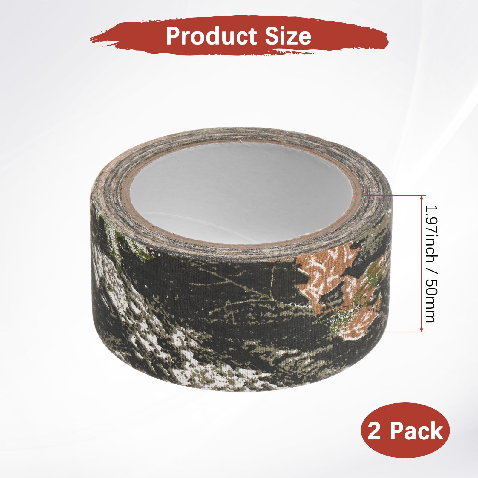 Uxcell 2.0IN x 10.94Yards Camouflage Tape [2PCS] - Self Adhesive Camo Tape for Outdoor Camping & Hunting - [Maple]