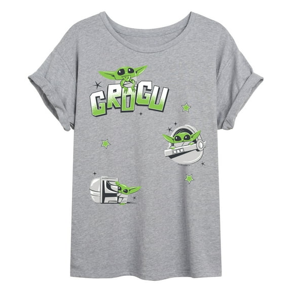 Star Wars - The Mandalorian Grogu Faux Hit Oversized  - Womens Oversized Graphic T-Shirt