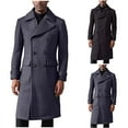 thumbnail image 6 of Gpaecead Pea Coat Men's Casual Fashion Long Sleeve Lapel Pocket Buttoned Coat Jacket Trench Coat Gray, 6 of 6