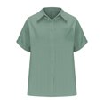 thumbnail image 3 of Fancifize Womens Plus Size Button Down Shirt Collared Short Sleeve Top Lightweight Loose Fit for Office Casual Summer Outfits XXXL,Army Green, 3 of 6