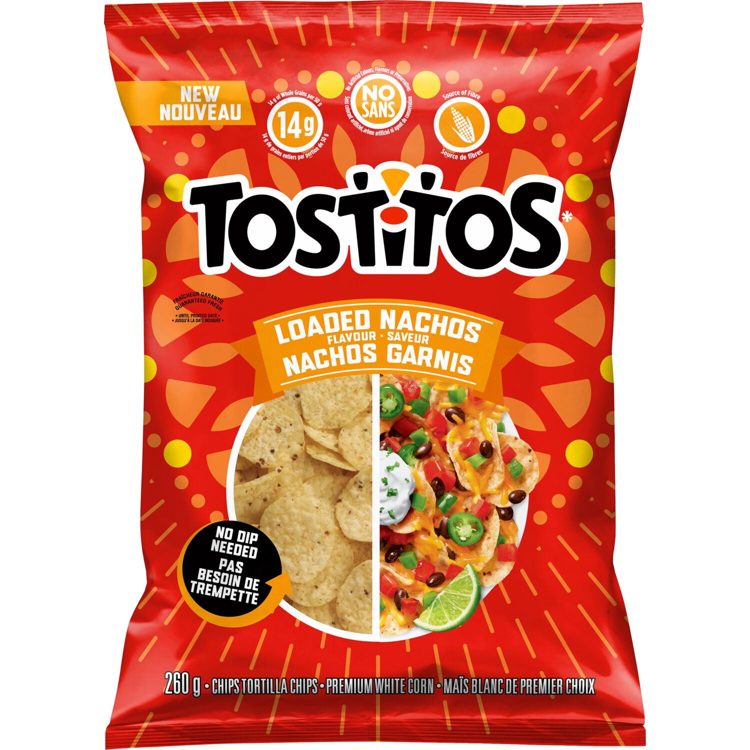 Tostitos Loaded Nachos flavour Rounds Tortilla Chips, 260 g.