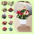 thumbnail image 2 of Small Artificial Plants in Pots Silk Plants for Home Decor Indoor Mini Fake Potted Roses for Office Desk Shelf Decor Dark Pink Single Pack, 2 of 6