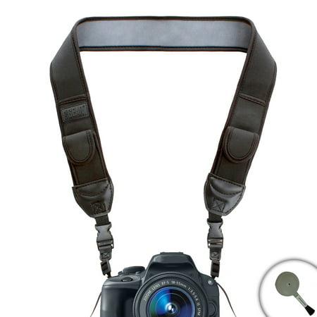 TrueSHOT Black Anti Slip DSLR Camera Shoulder Neck Strap with Accessory Pockets by USA Gear - Works with Panasonic Lumix DMC-GX8 , DMC-FZ300 , DMC-G7 and (Best Dslr Neck Strap)