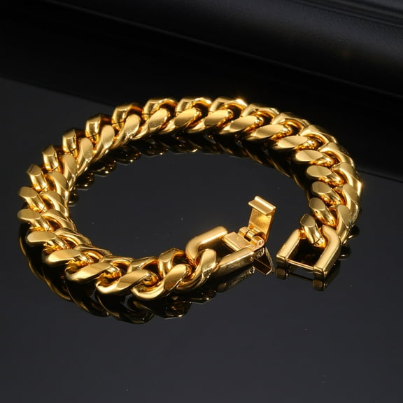 Jewelry Men Bracelet Cuban links & chains 14K Yellow Gold Bracelet for Bangle Male Accessory
