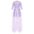 thumbnail image 4 of YONGHS Robe de Demoiselle d'Honneur Sans Manches en Dentelle à Sequins pour Filles Robe de Mariage Robe de Bal pour Enfants Violet Clair 8, 4 of 5