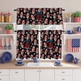 thumbnail image 2 of Happy 4th Of July Kitchen Curtains Valances 3 Piece Set, USA Flag Bow Hat Windmills Glasses Black Background Rod Pocket Tier Curtain and Valance Drapes for Small Window 24 Inch Length for Bedroom, 2 of 9
