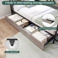 thumbnail image 6 of Full Corner Bed Frame with Bookcase Storage & Charging Station & Led Lights Farmhouse Daybed with Storage Shelves and Drawers, Full Size Metal Platform Bed Frame for Living Room Bedroom, Gray, 6 of 9