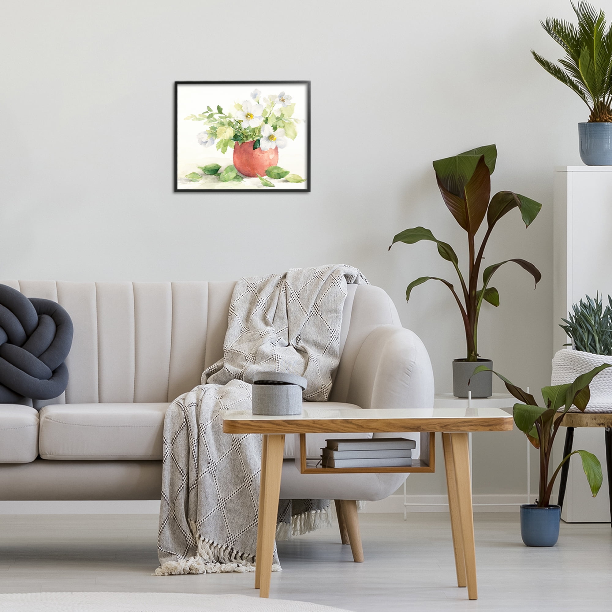 Stupell Industries White Anemones in Copper Vase Black Framed Giclee Art, design by Lanie Loreth