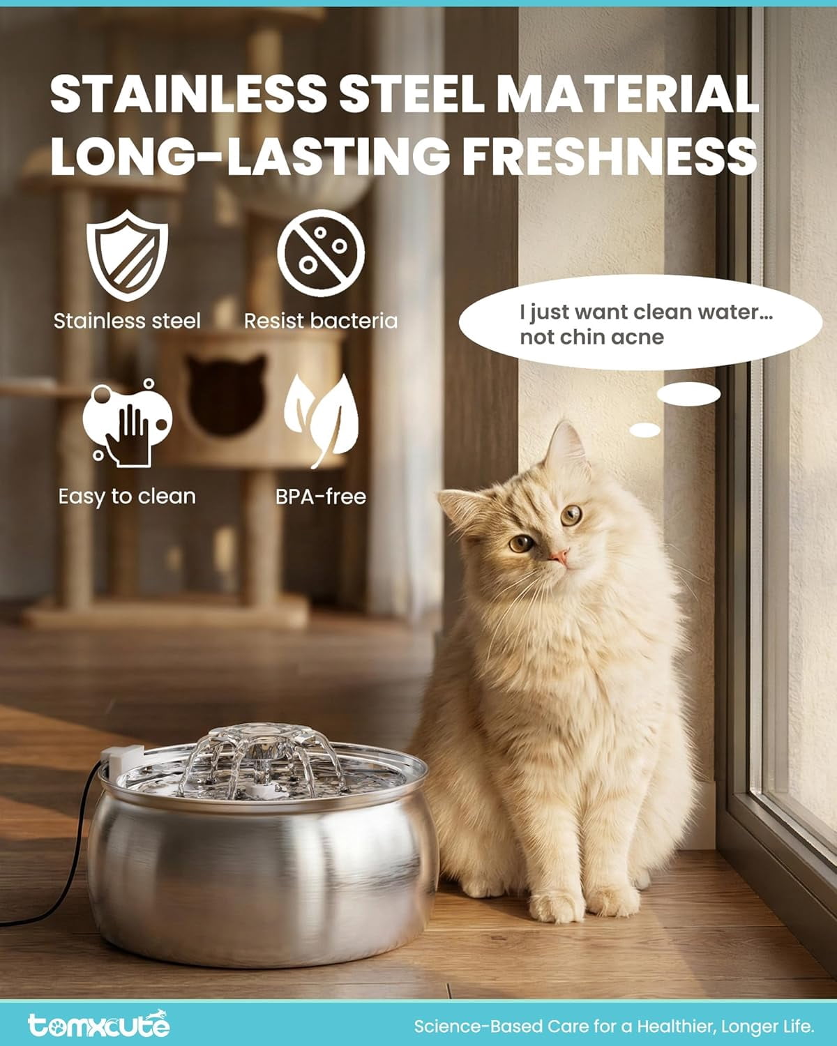 Stainless Steel Cat Water Fountain: 4L Large Capacity, Dual-Mode Flow, Ultra-Quiet Pump with Filter for Multiple Pets Indoor